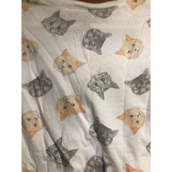 Multi CAT Print V-Neck White T-shirt Sz Xl (15-17) - Picture 11 of 13